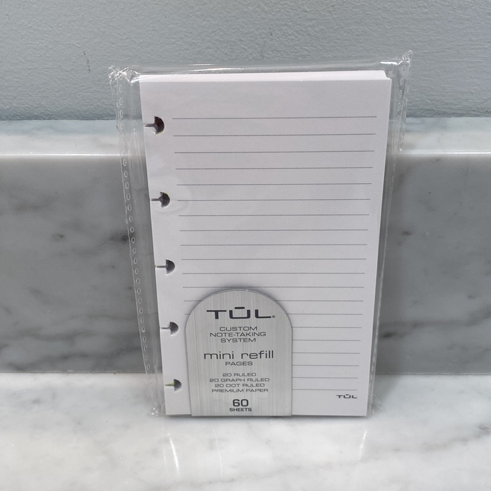 NWT TUL Mini Refill Lined, Graph and Dot Ruled Pages 60 Sheets